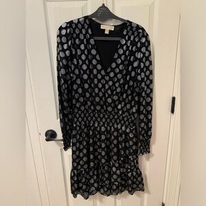 Long sleeve black and silver dress